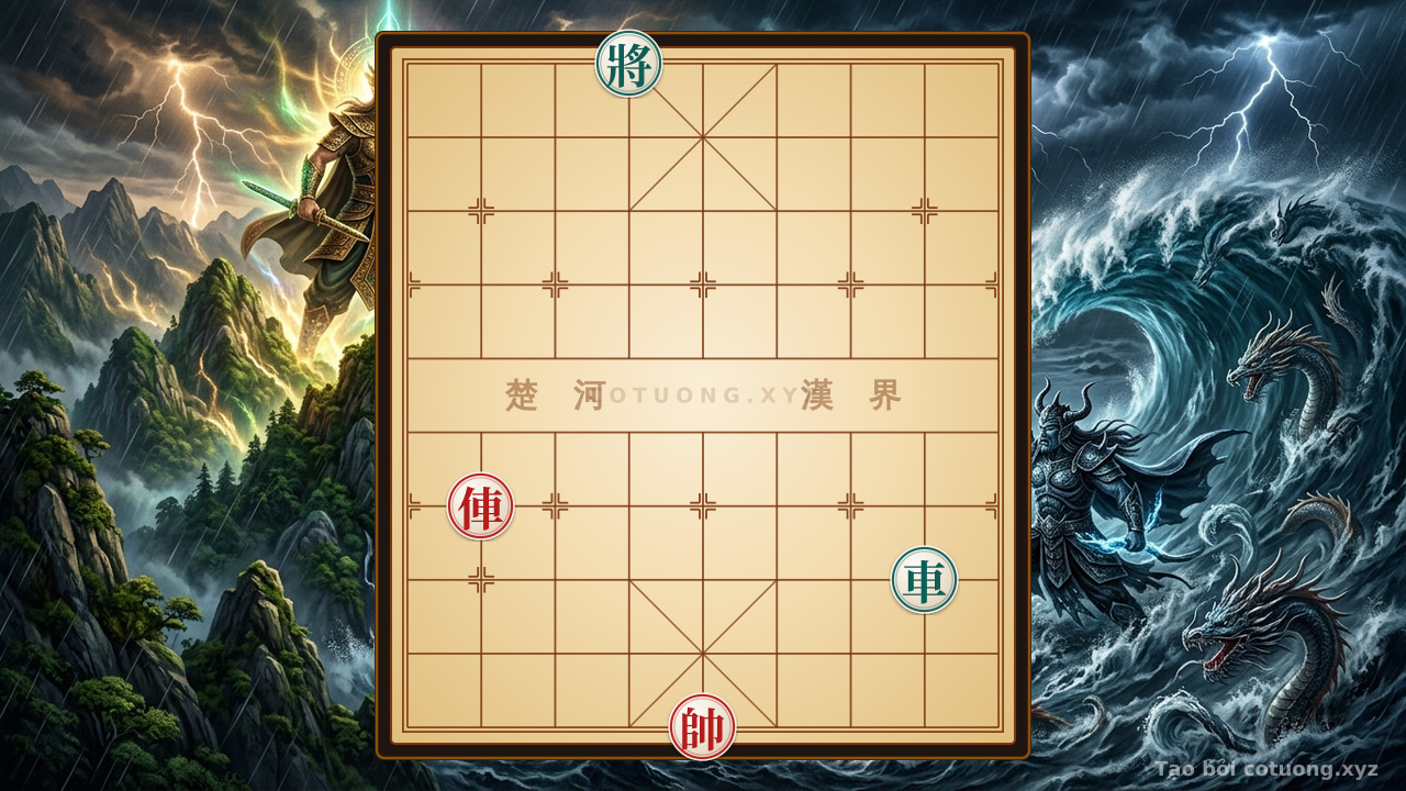 Thế cờ: Winning Strategy: Red Chariot Directly Attacks Black General in a Tricky Position — Cờ Tướng Online