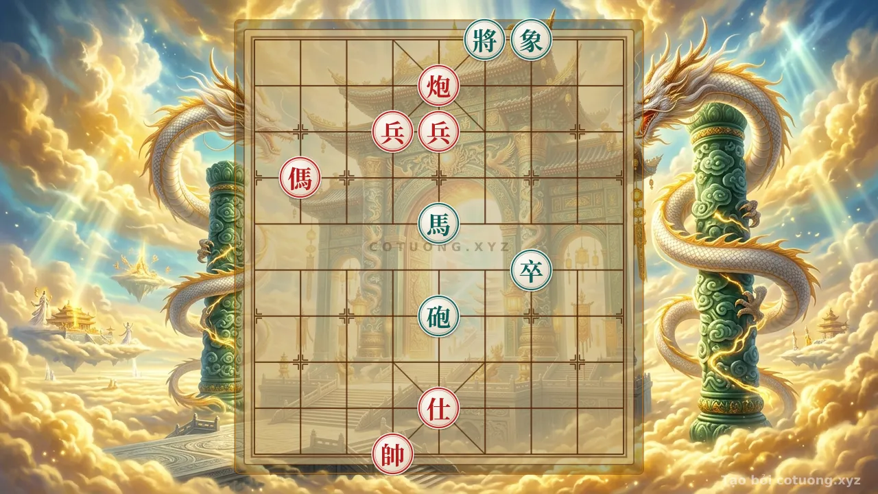 Thế cờ: The Rookery Trap: Red Cannon Dominates Black General, Who Will Break the Stranglehold? — Cờ Tướng Online