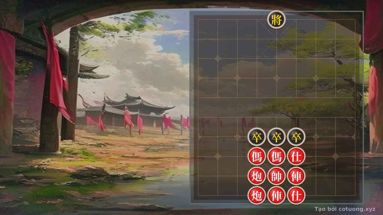 Thế cờ: Red Double Horses Attack, Black's Pawns Are All Lost: A Masterful Xiangqi Position — Cờ Tướng Online