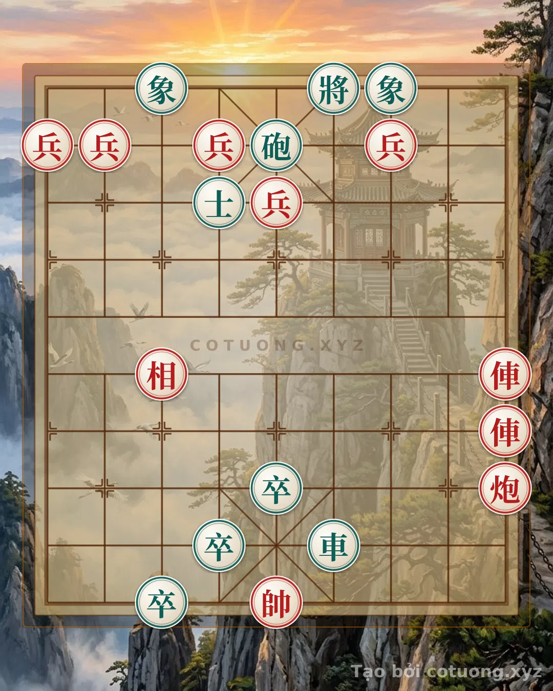 Thế cờ: The Hidden Trick to Winning the Dangerous Chess Formation: Red's 2 Rooks and 5 Pawns Crush Black's Rook and Cannon with 3 Pawns - When a Single Move Decides to Overturn Heaven and Earth — Cờ Tướng Online