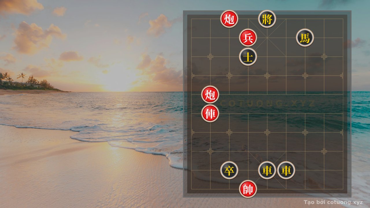 Thế cờ: The Secret of the Red-Black Chessboard: Red Cannon at 7, Red Chariot Retreats to Rank 5, Black Pawn is Surrounded — Cờ Tướng Online