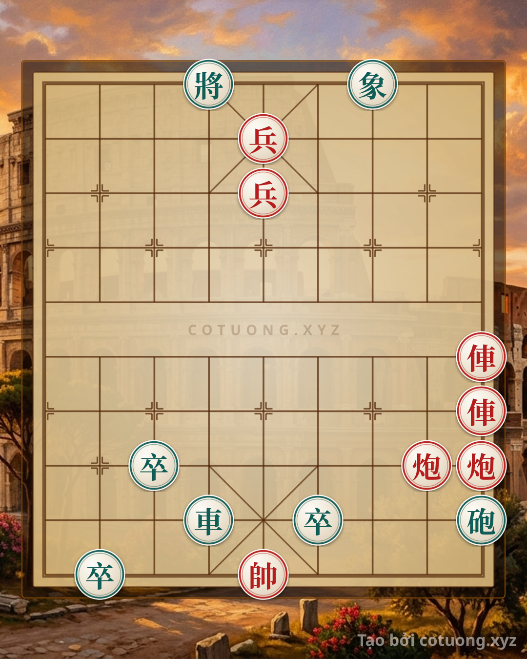 Thử Thách: Thế cờ giang hồ khó: 2Xe 2Pháo 2Chốt chống Xe Pháo 3Chốt Tượng - Bí kíp sống sót cho Đỏ - Bạn có thể giải được?