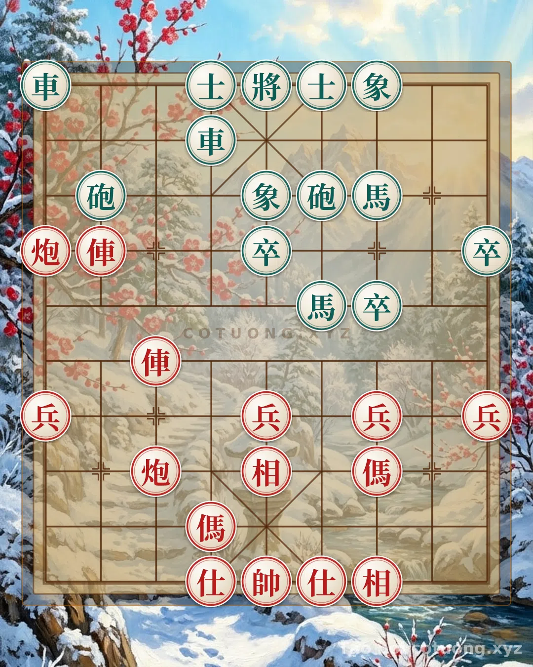 Thế cờ: Xiangqi Super Difficult: Red's Double Horse Leg Strategy to Defeat Black — Cờ Tướng Online