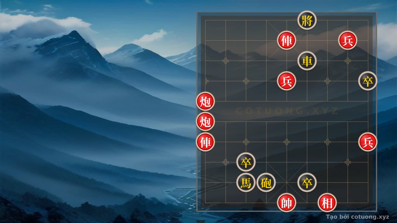 Thế cờ: Blazing Fire on the Chessboard: The Classic 2Rooks-2Cannons-3Pawns Red vs. Rook-Cannon-Horse Black - The Unmissable Tactical Masterpiece — Cờ Tướng Online