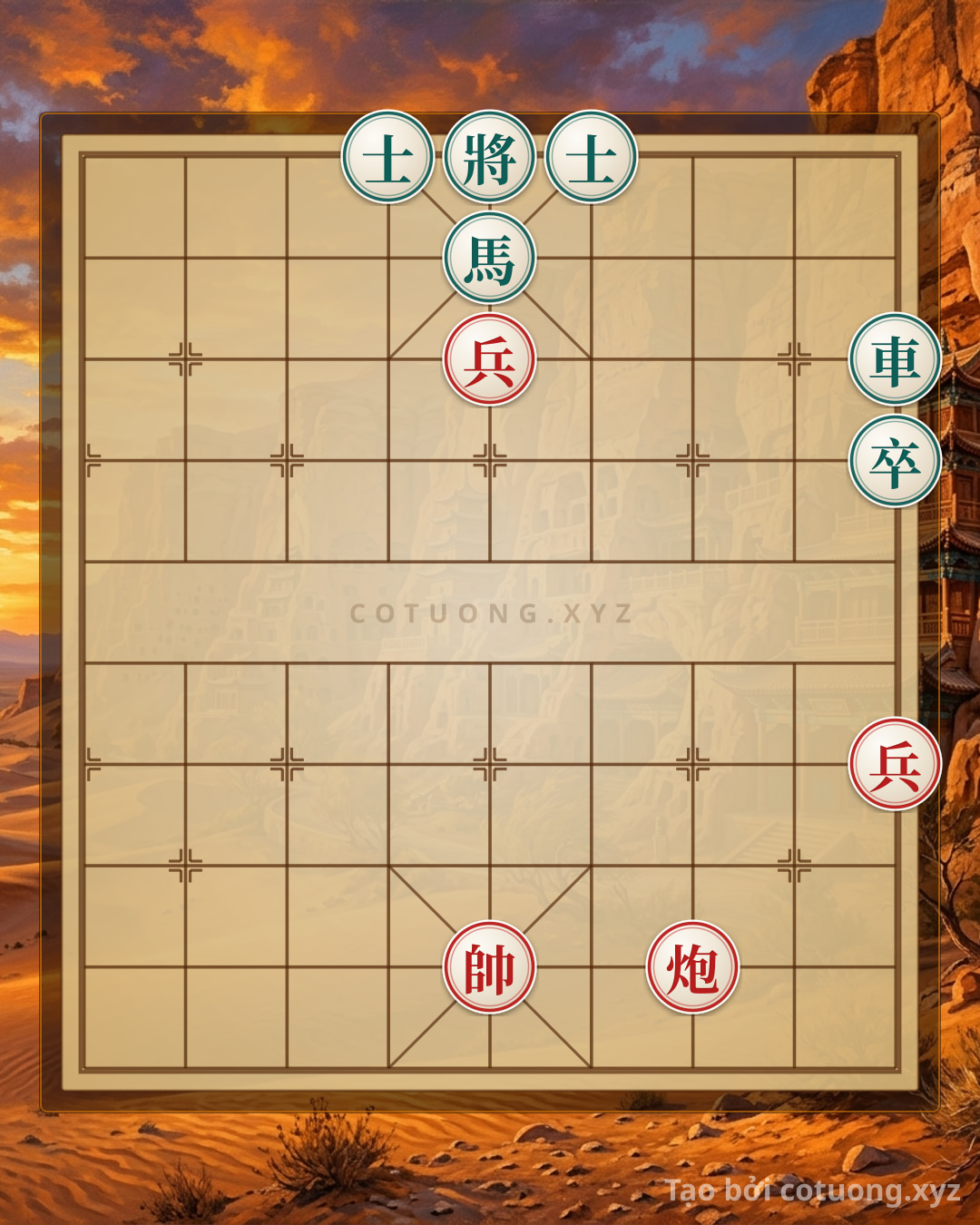 Challenge: Red General Chess: Red Cannon Shoots Empty, Black Chariot Retreats to Palace - Tactical Breakthrough - Can you solve it?