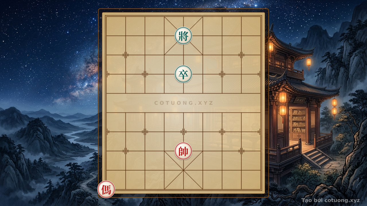 Thế cờ: The Ultimate Checkmate: Red General's Single Horse Crushes Black General on the 5th File of the 9th Rank — Cờ Tướng Online