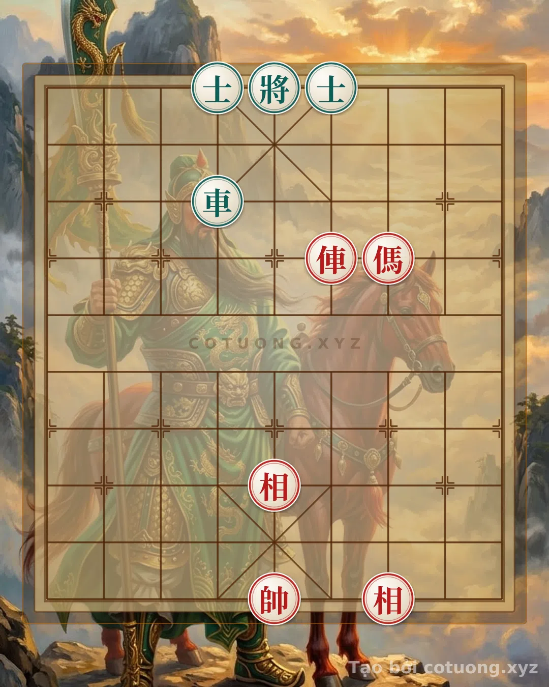 Thế cờ: Xiangqi: Mastering the Black Chariot 4th File in Double Horse Face-to-Face — Cờ Tướng Online