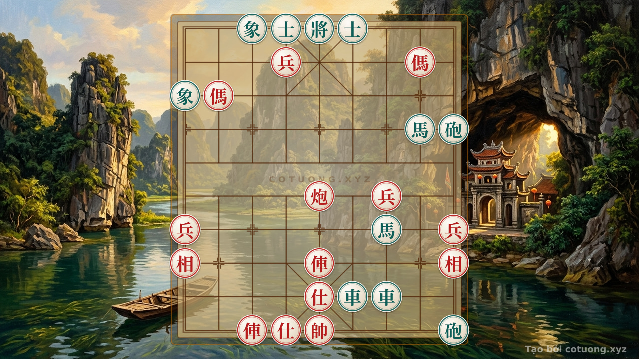 Thế cờ: Xiangqi vs AI: Red Strategy Wins the White Fortress — Cờ Tướng Online