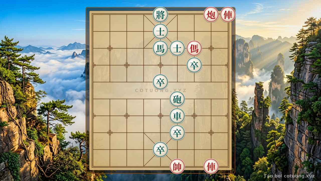 Thế cờ: Red Trap: Rook Rushes Straight to File 5, Cannon Trapped - General's Gambit 5/10 — Cờ Tướng Online