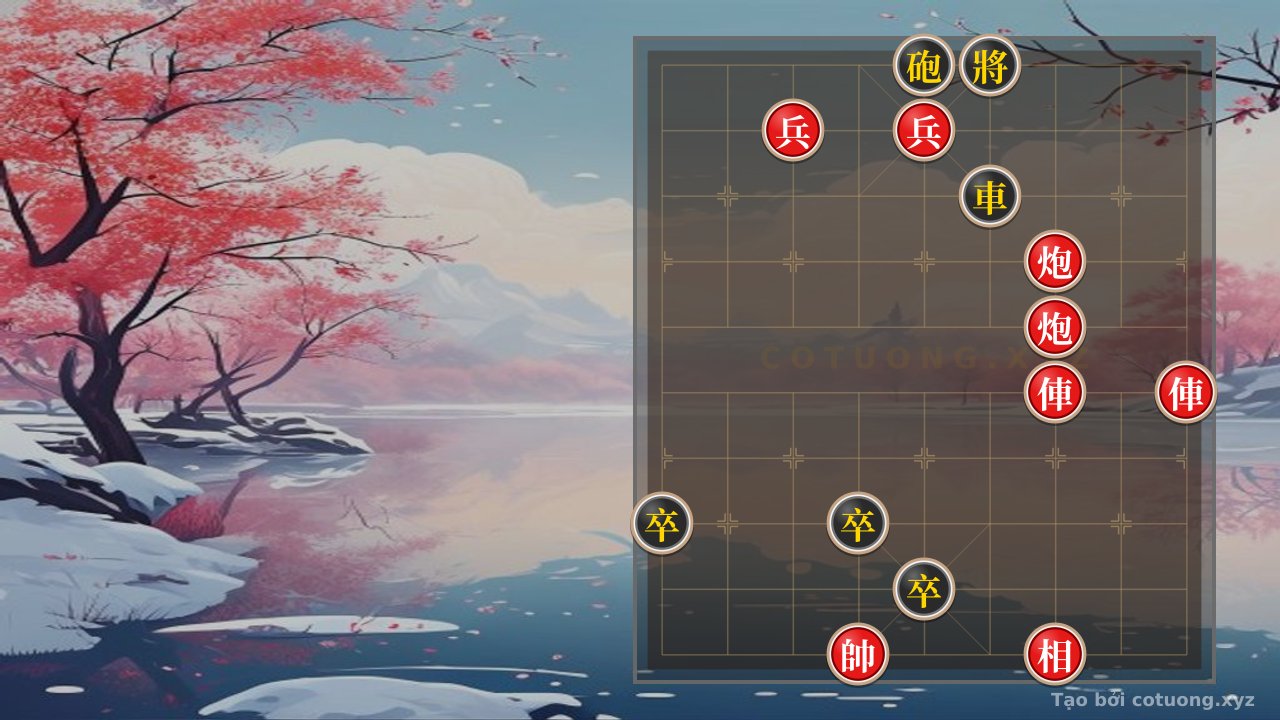 Thế cờ: Mastering Xiangqi: 2 Red Rooks, 2 Red Cannons, and 2 Red Pawns Shatter Black's Rook, Cannon, and 3 Pawns - The Heartbreaking Move That Leaves the Opponent Stunned — Cờ Tướng Online