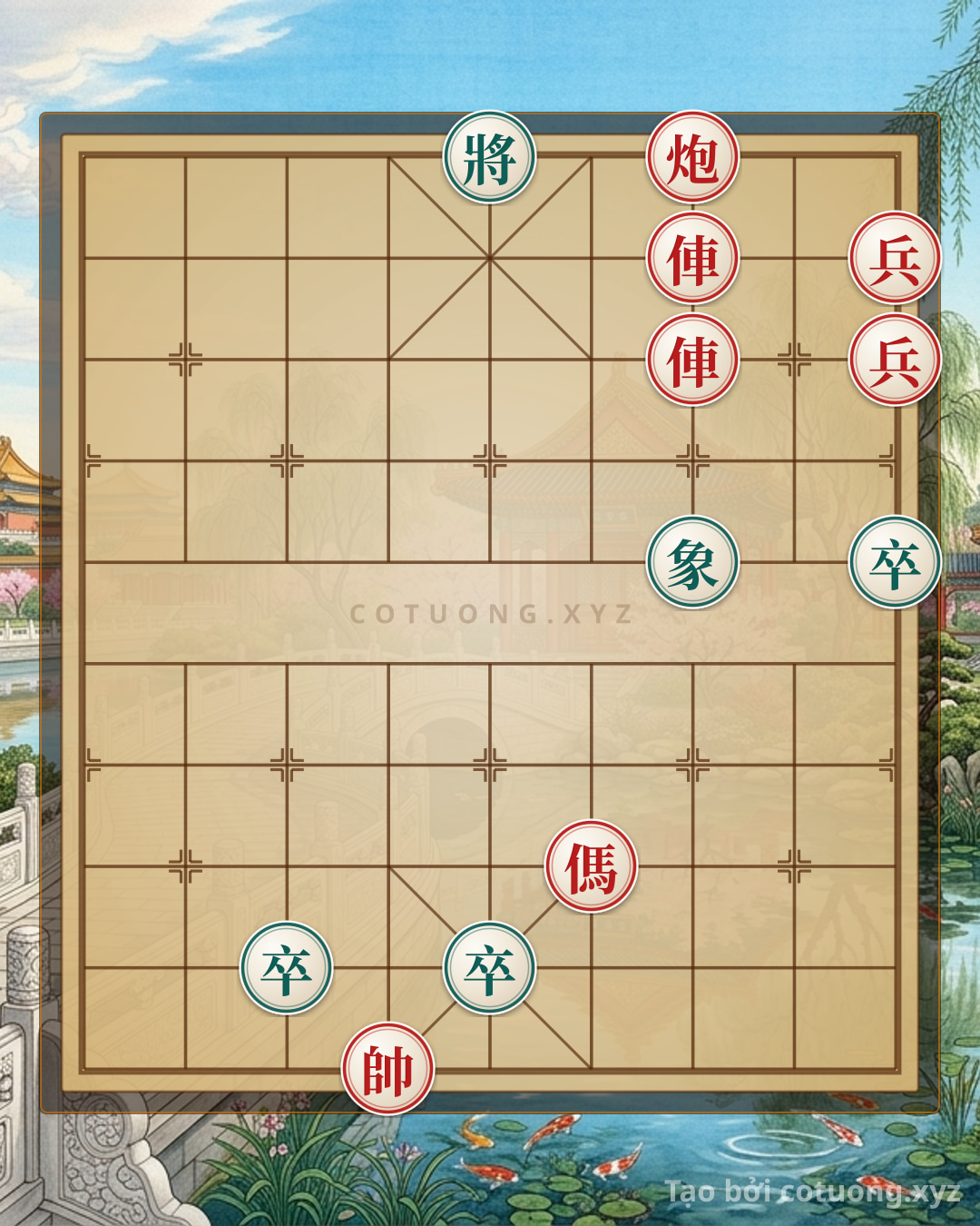 Challenge: SAM SET CHIEU: How Red Crushes 3 Black Pawns in One Classic Move! - Can you solve it?