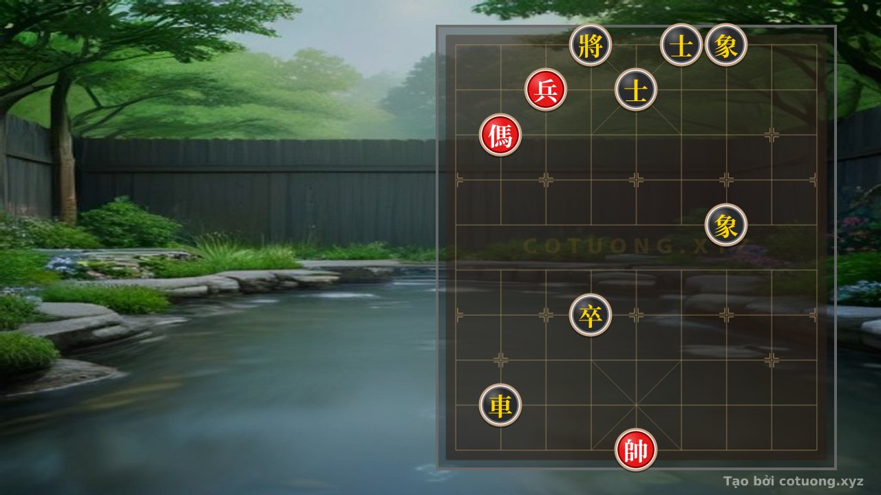 Thế cờ: Solo Chess Battle: Red Advances with a Pawn, Horse, and King vs. Black's Unstable Defense — Cờ Tướng Online