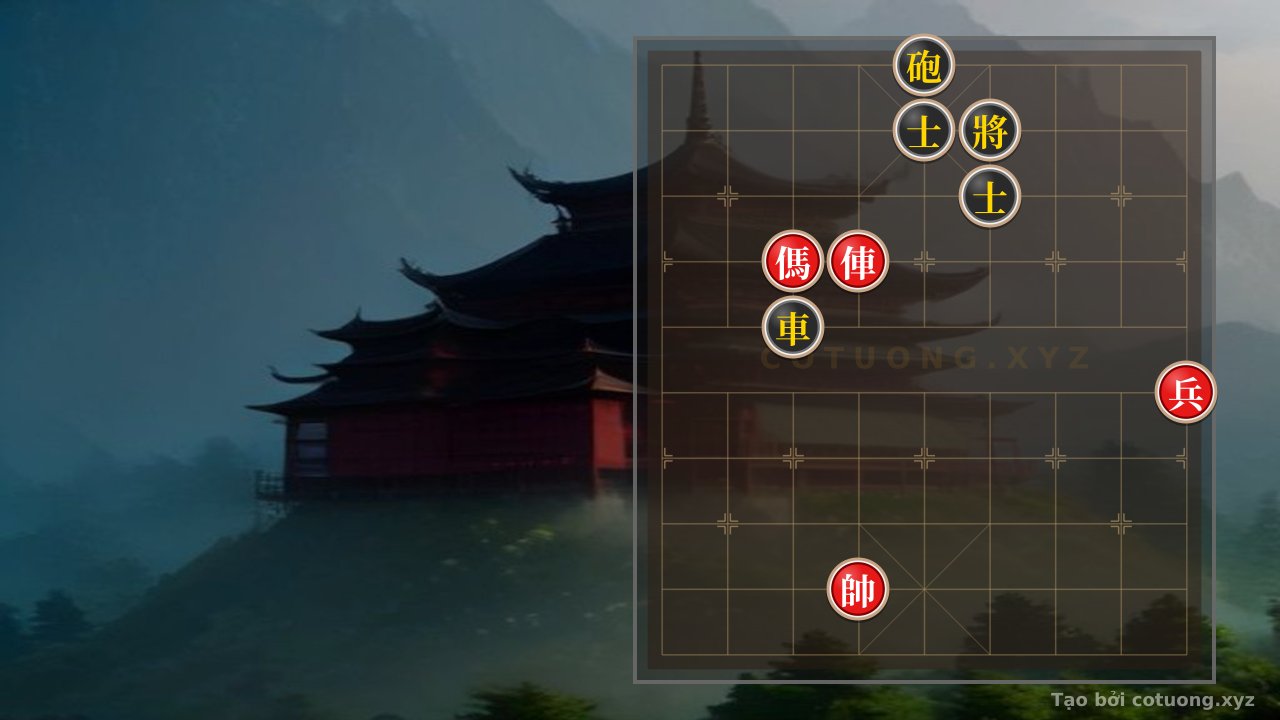 Thế cờ: The Grand Xiangqi Formation: Red Chariot and Horse Pinning Black's Chariot and Cannon with 2 Advisors - The Essence of Xiangqi Strategy — Cờ Tướng Online