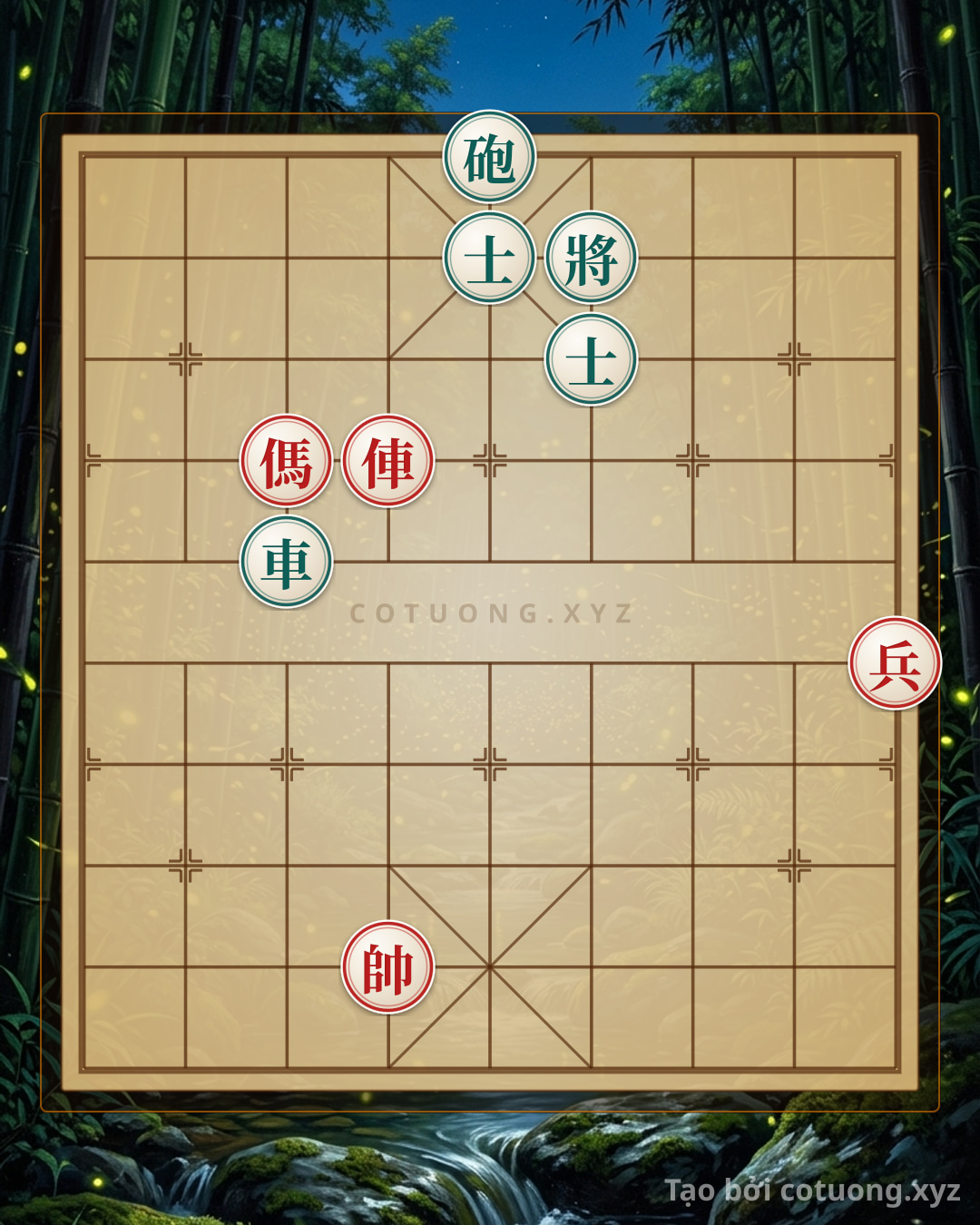 Challenge: The Grand Xiangqi Formation: Red Chariot and Horse Pinning Black's Chariot and Cannon with 2 Advisors - The Essence of Xiangqi Strategy - Can you solve it?