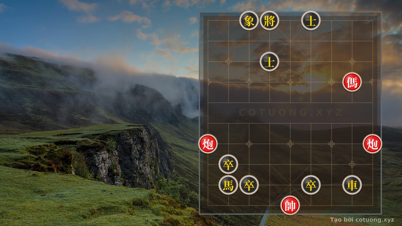 Thế cờ: Shaking Board: Red Cannon Explodes, Black General Wanders in Double Horse Formation — Cờ Tướng Online