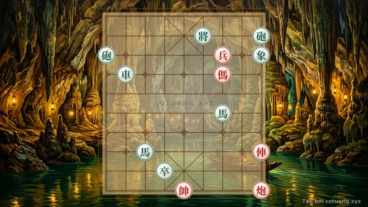 Thế cờ: Red General's Counterattack Strategy Against Black's Forking Tactics — Cờ Tướng Online