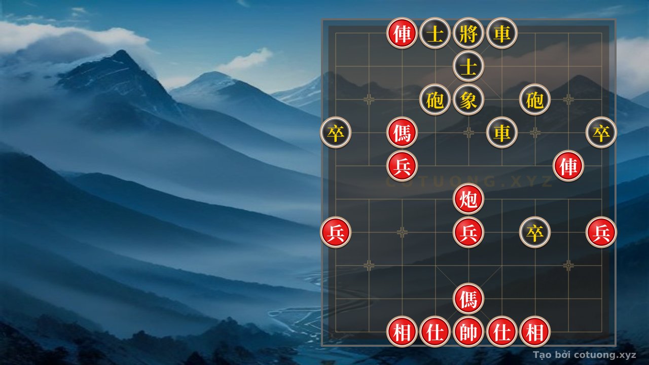 Thế cờ: Red General Chess: Strategy with Black Chariot on 6th Rank and Black Cannon on 8th Rank — Cờ Tướng Online