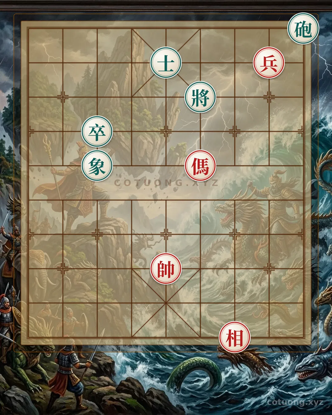Thế cờ: The 'Black Cannon on File 9' Trap - Mastering the Defense Against the 'Red General' in an Advanced Position — Cờ Tướng Online