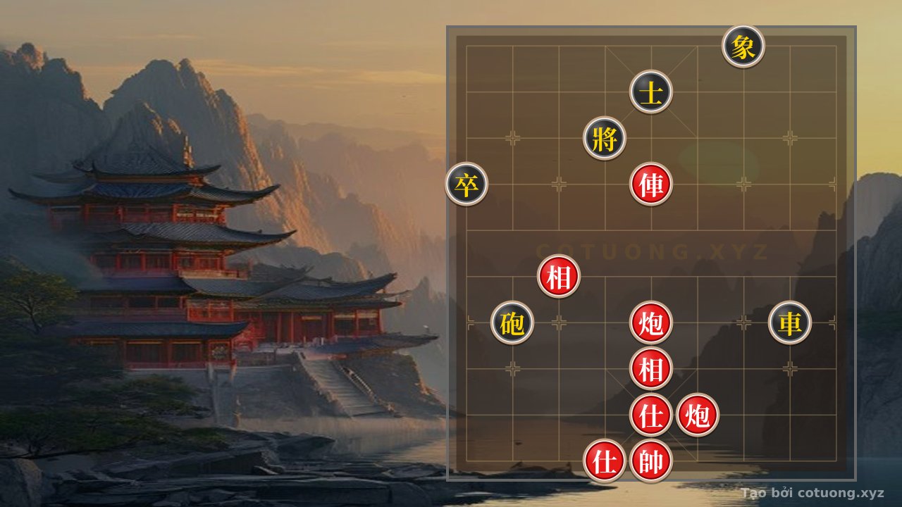 Thế cờ: Xiangqi Battle: Red Chariot and Double Cannons Trap the Black General in a Death Trap! — Cờ Tướng Online