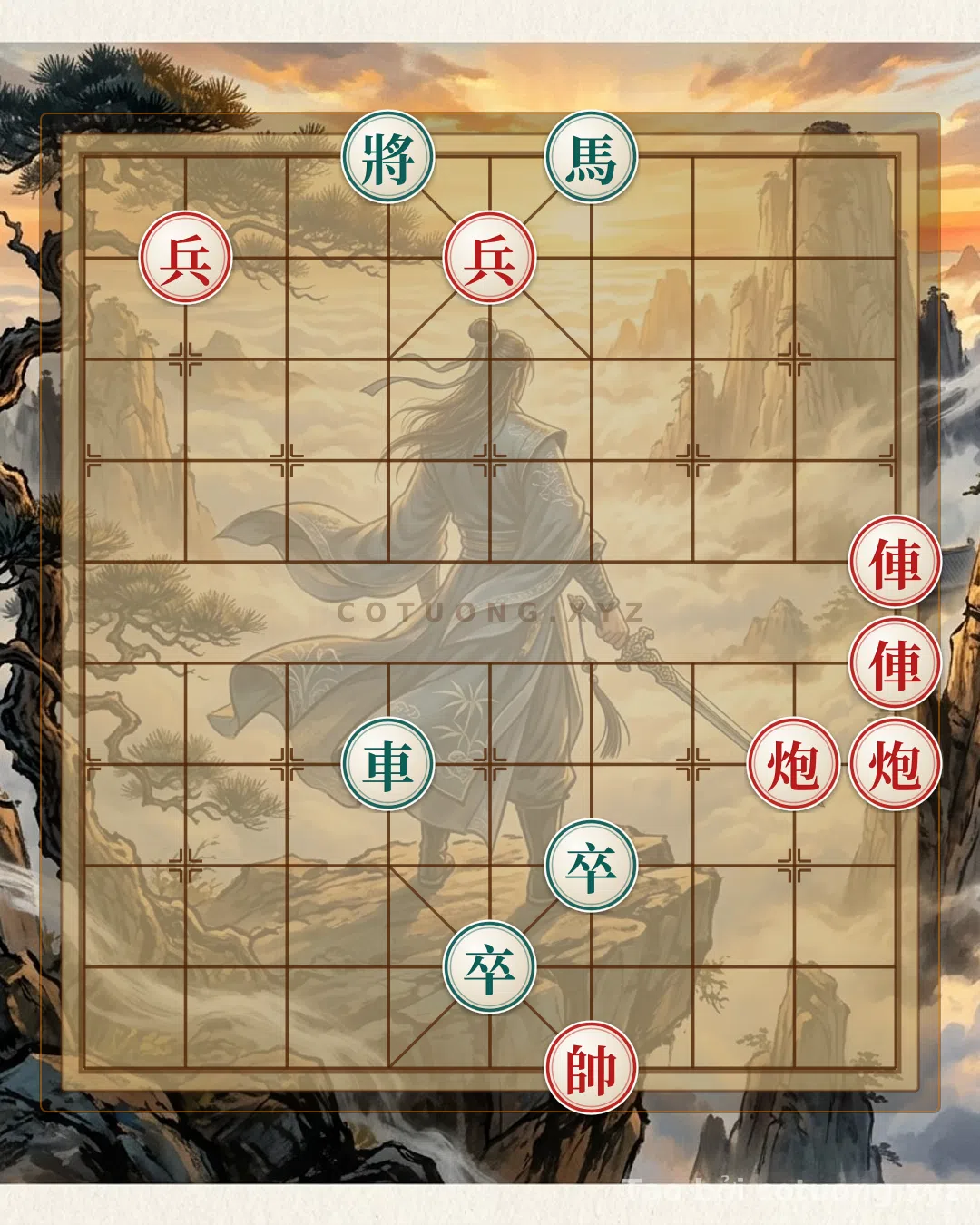 Thế cờ: The 'Red and Black' Position on the Board: The Strategic Maneuvers of the Red General — Cờ Tướng Online