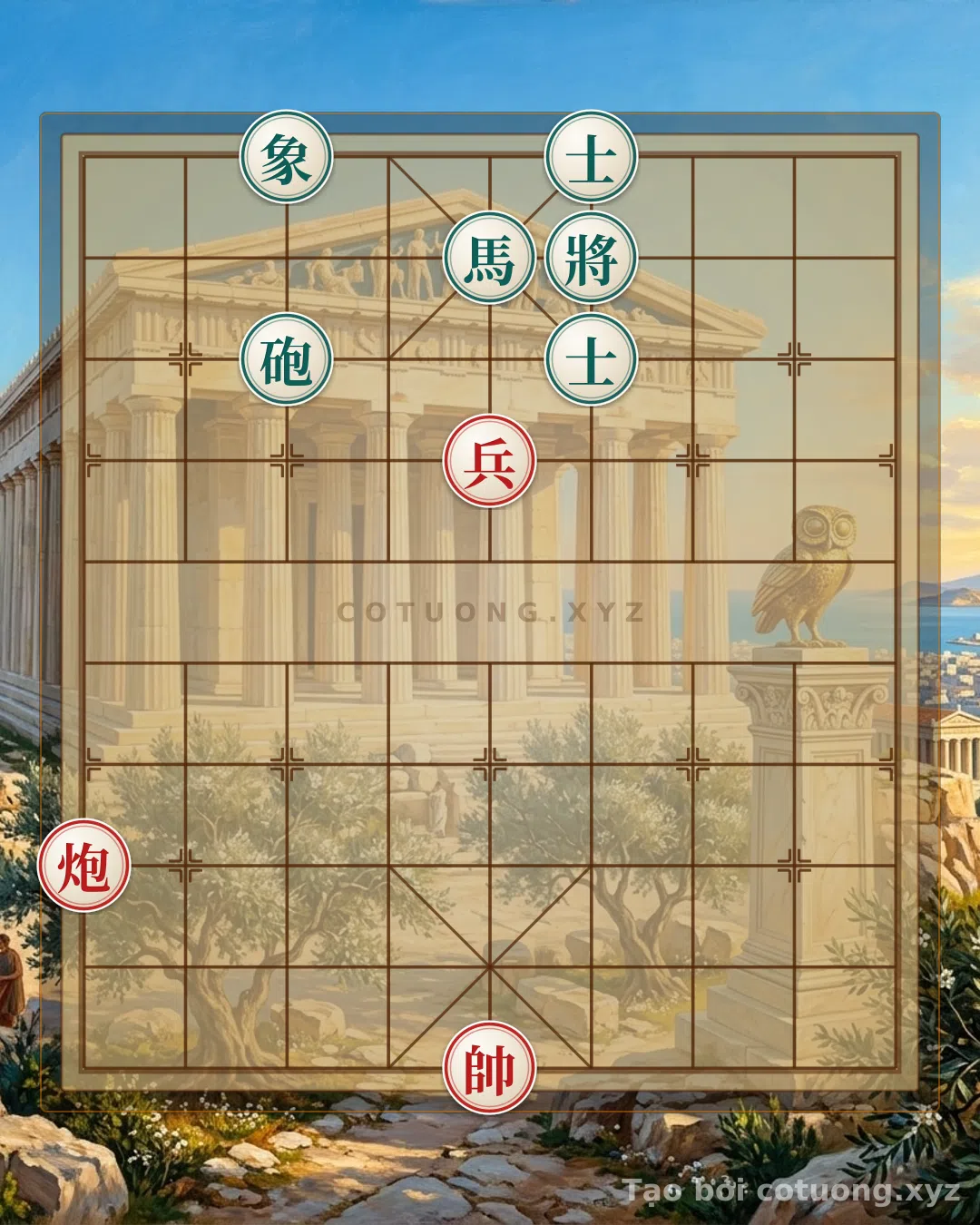 Thế cờ: Khúc xung trận tàn: Đánh bại Tượng Sĩ Mã Pháo bằng Chốt Pháo Tướng - Chiến thuật cờ tướng từ thế trận bí hiểm lộ 5 hàng 7 — Cờ Tướng Online