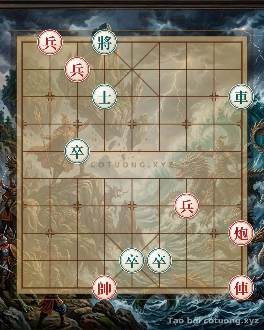 Thế cờ: The Cruel Endgame: Red Forces Black Into the Corner, Cannon's Roar Echoes Like the White River — Cờ Tướng Online