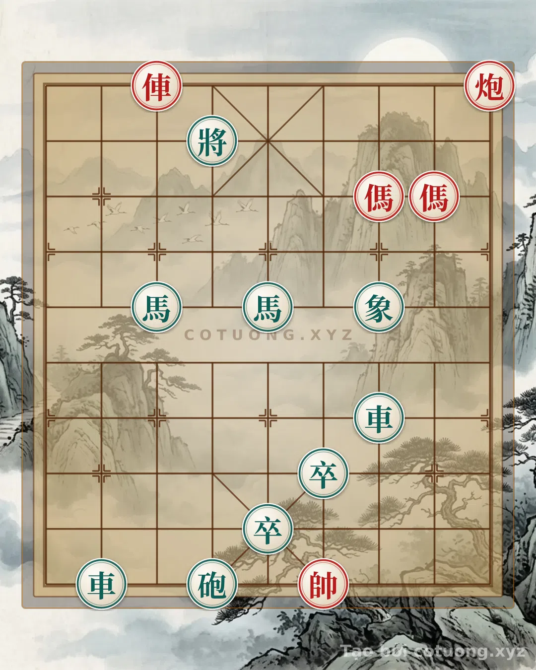 Challenge: Red Chariot on 7th File, 10th Rank: Double Horse Trap Kills Black in the General's Gambit - Can you solve it?