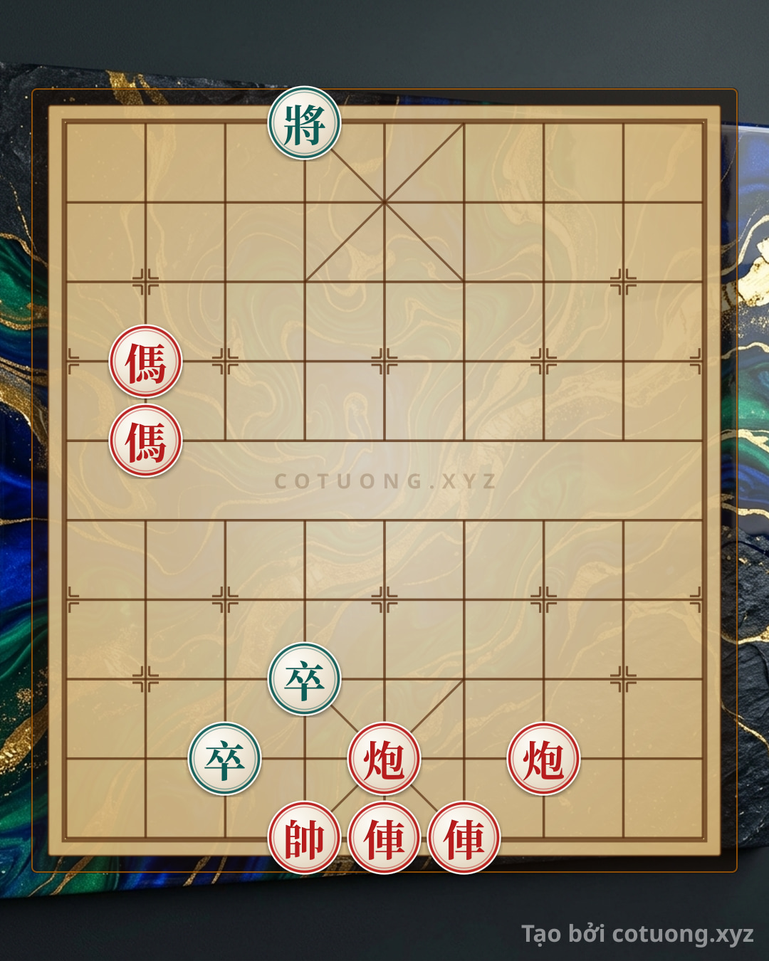 Thế cờ: Xiangqi: Red's Breakthrough! Double Horses Attack Empty, Black Only Has Pawns Waiting — Cờ Tướng Online