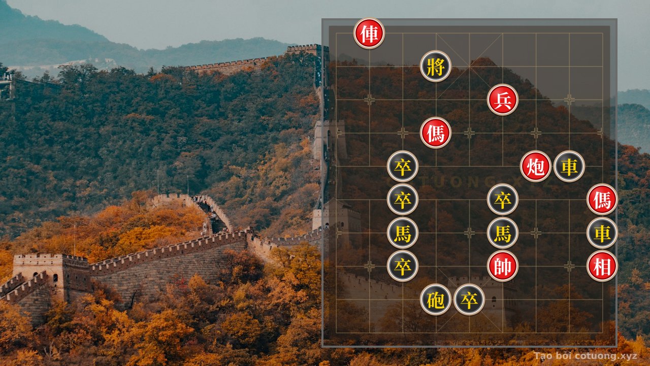 Thế cờ: The Xiangqi Battle on the Board: When the Red's Two Rooks and Two Cannons are Surrounded by Two Horses and Five Pawns — Cờ Tướng Online