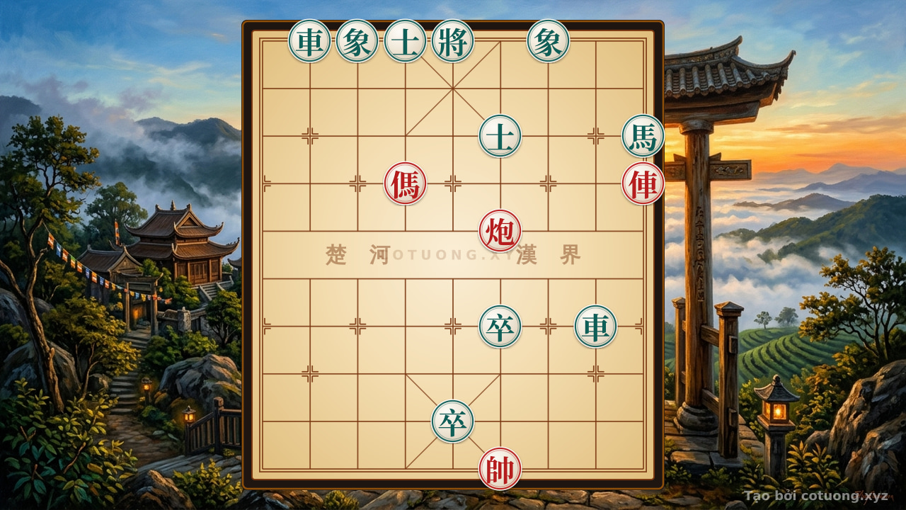 Thế cờ: Xiangqi: Black Chariot Retreats to File 8, Red Cannon Advances to File 4 - Brutal Endgame — Cờ Tướng Online