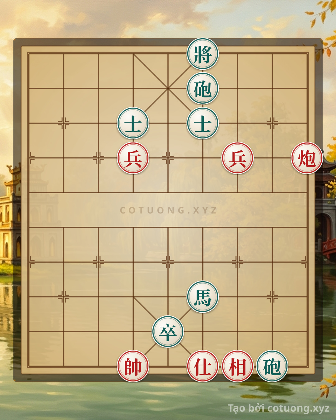 Challenge: Classic Endgame: Red's Double Cannon with Advisors and Elephants vs. Black's Double Horses and Pawn - Counterattack Tactics in the Endgame #0549 - Can you solve it?