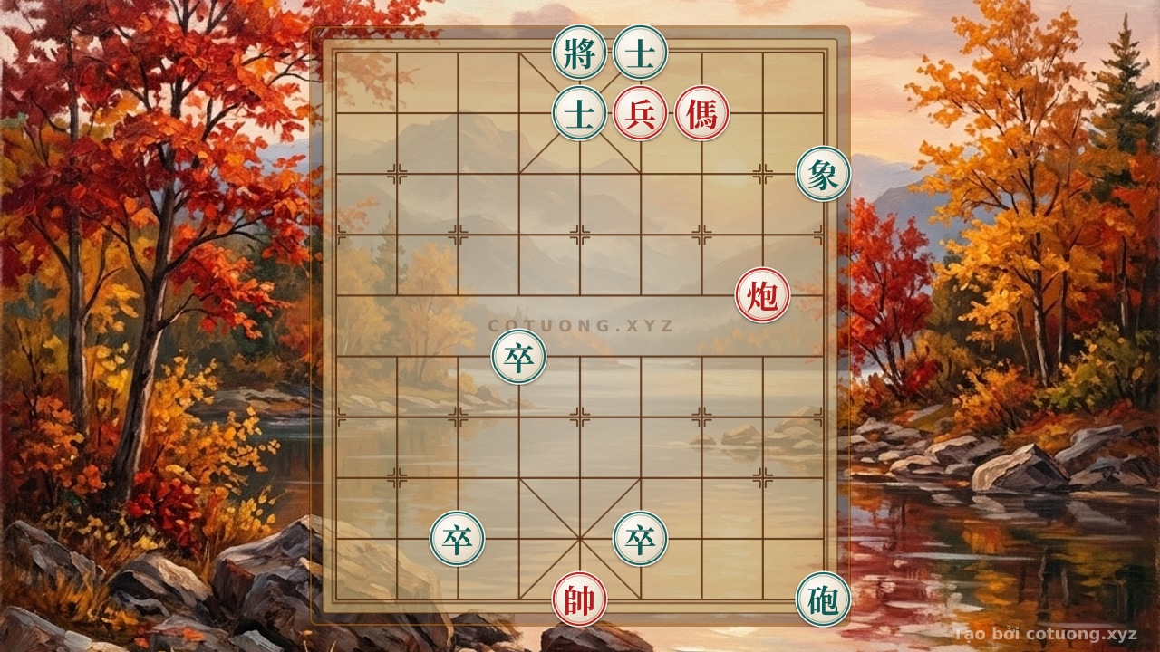 Thế cờ: Classic Checkmate Trick: Red's Single Horse Cannon vs. Black's Triple Pawns - Can Red Win? — Cờ Tướng Online