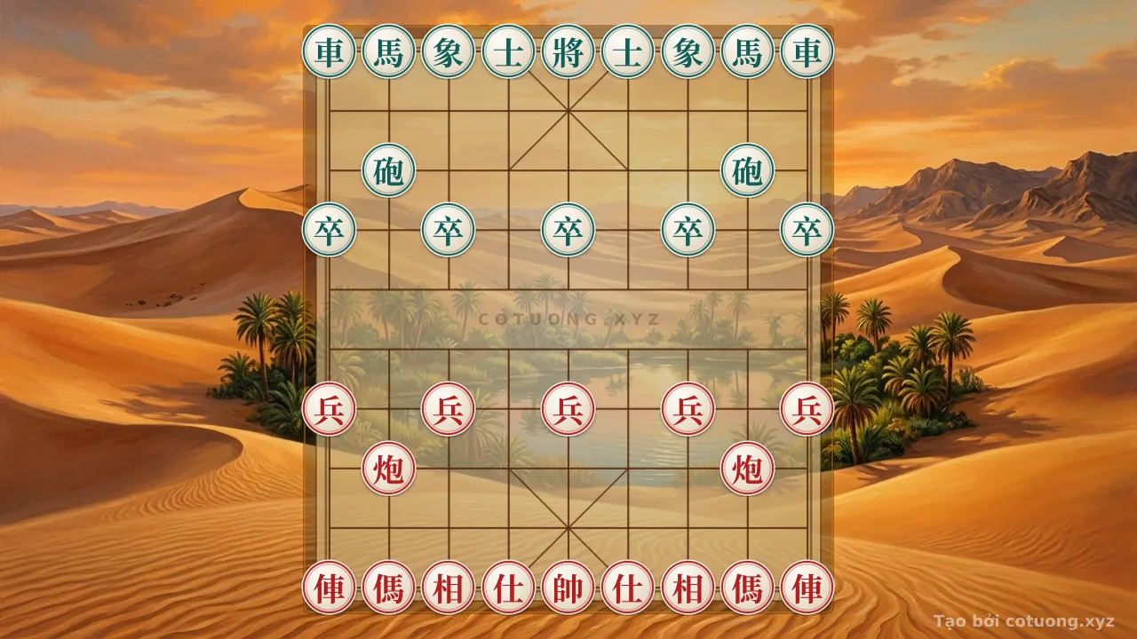 Thế cờ: Master's Secret: Cannon 2Horses Pawn Exchange 2Chariots 2Cannons 2Horses 5Pawns 2Advisors 2Elephants - Defeating the Black Formation with Horse Exchange — Cờ Tướng Online