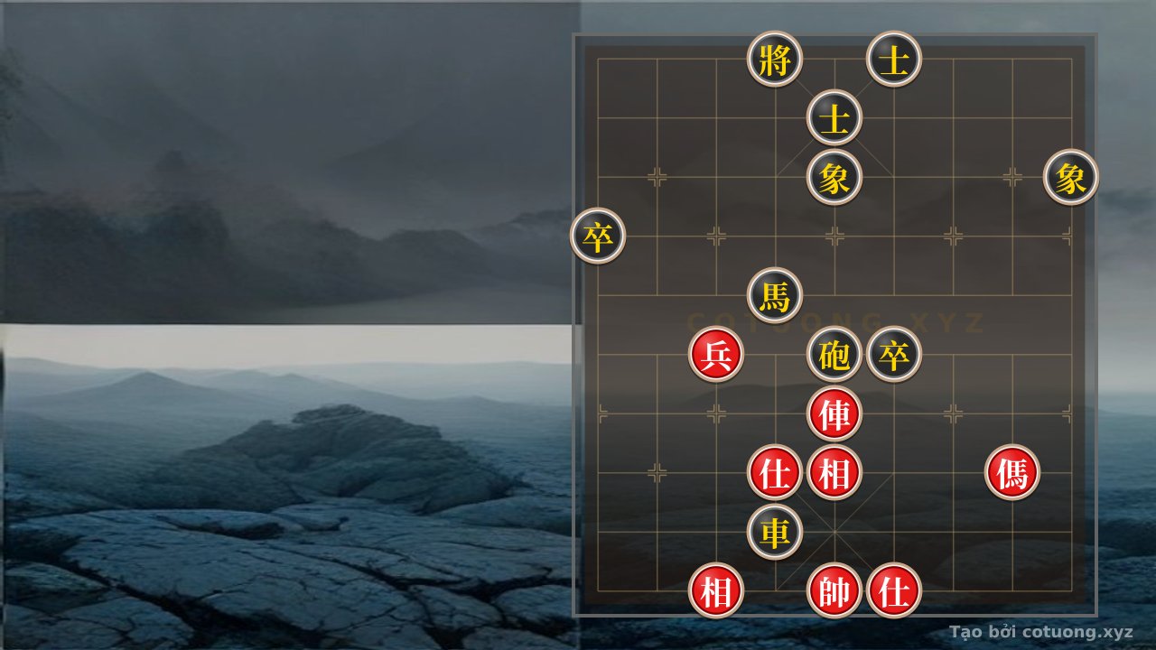 Thế cờ: Xiangqi Master's Secret: When the Red Chariot and Horse Pin Down the Black Cannon, Horse in a Classic Battle of Elephant and Advisor — Cờ Tướng Online