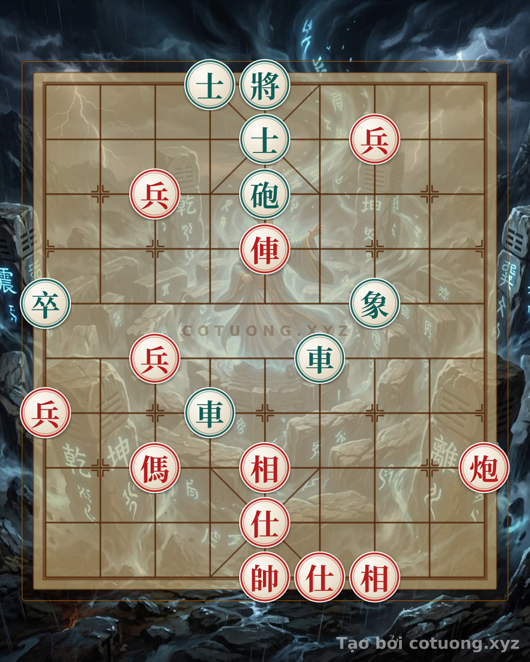 Thế cờ: Red General's Victory: The Art of the Perfect Checkmate Against Two Black Rooks — Cờ Tướng Online