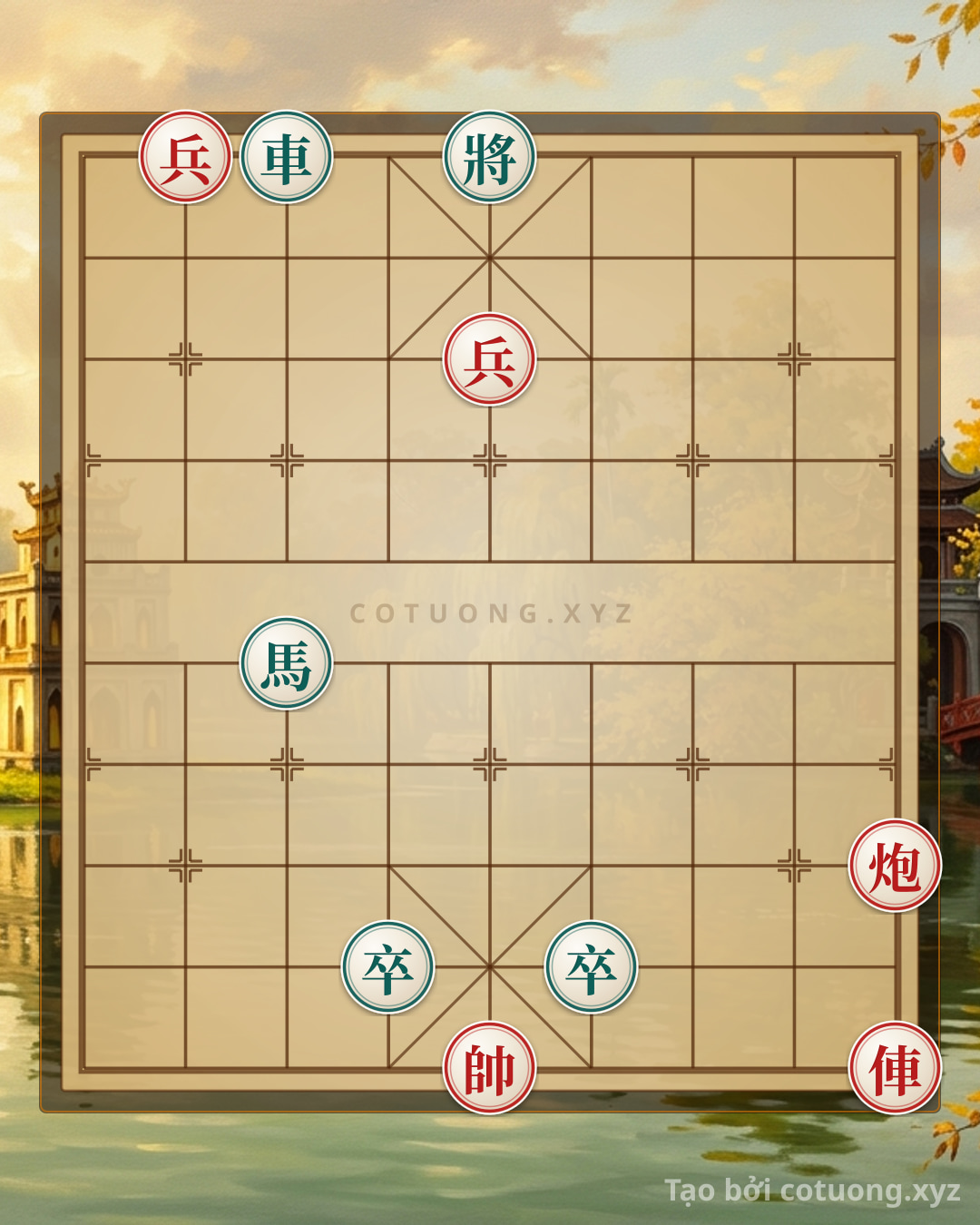 Thế cờ: Red General's Victory Over Black: The Sacrifice Strategy to Kill — Cờ Tướng Online