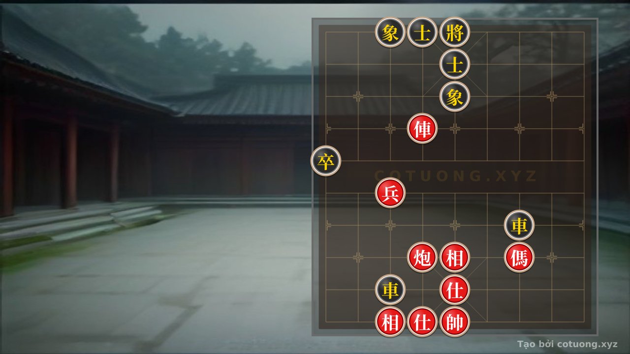 Thế cờ: Red General's Strategy: Black Chariot on File 7 Rank 4 vs Red Cannon on File 6 Rank 3 — Cờ Tướng Online
