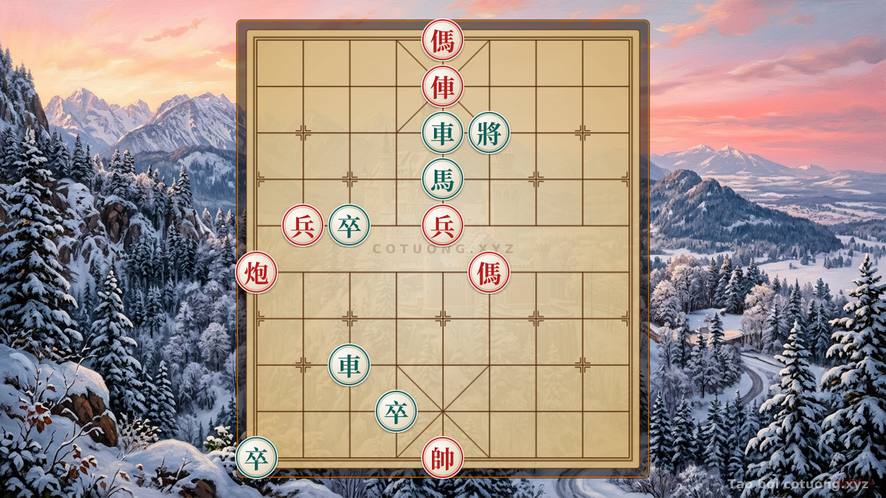Thế cờ: Defensive Counterattack Trick: Exploiting the Red Horse's Cross-Leg Formation to Reverse the Tide — Cờ Tướng Online