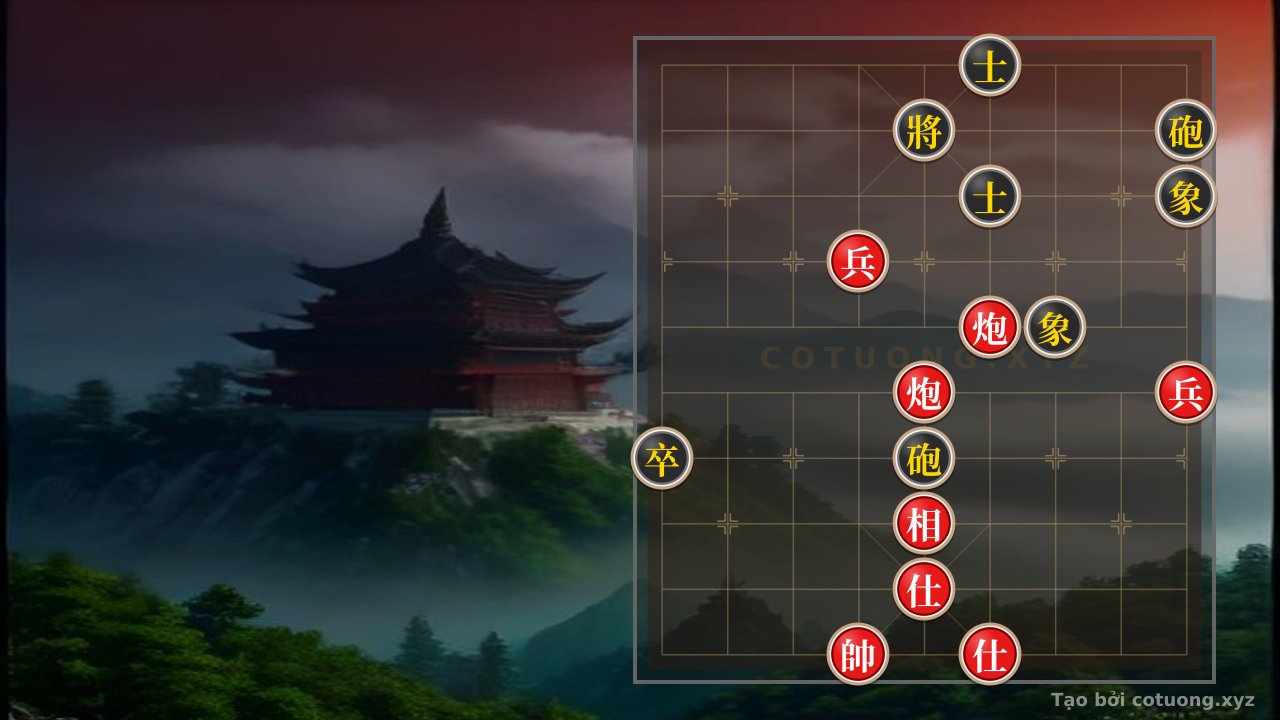Thế cờ: Red Cannon Trap on 4th File, 6th Rank: The Deadly Move of Red in a Level 1/10 Xiangqi Position — Cờ Tướng Online