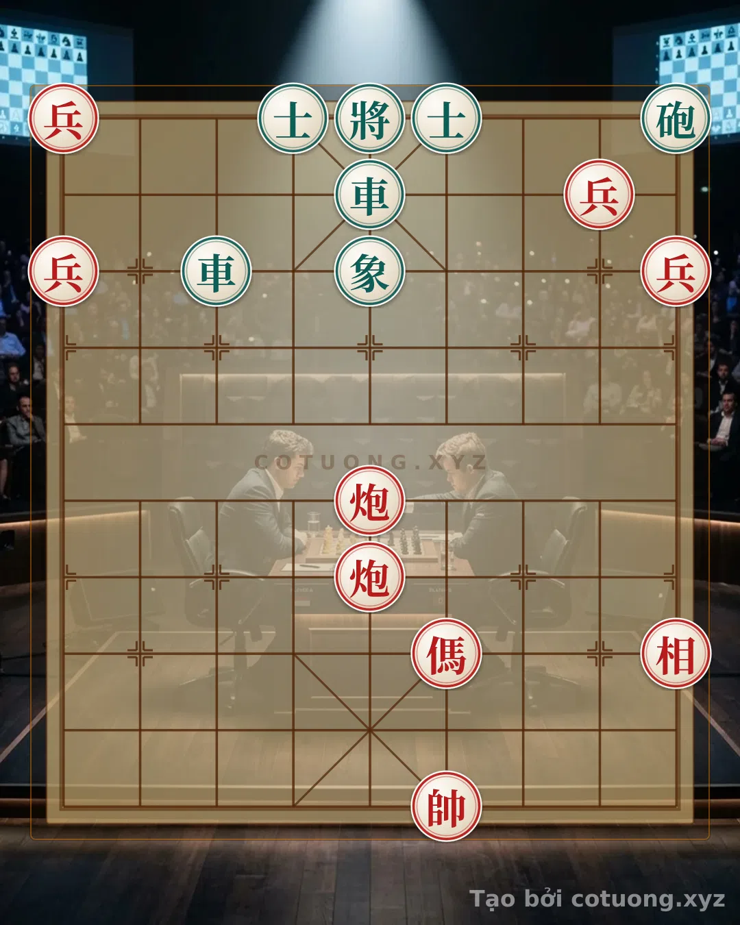 Thế cờ: Xiangqi: Red's Strategic Breakthrough Against the Black Double Rooks in a 5/10 Opening — Cờ Tướng Online