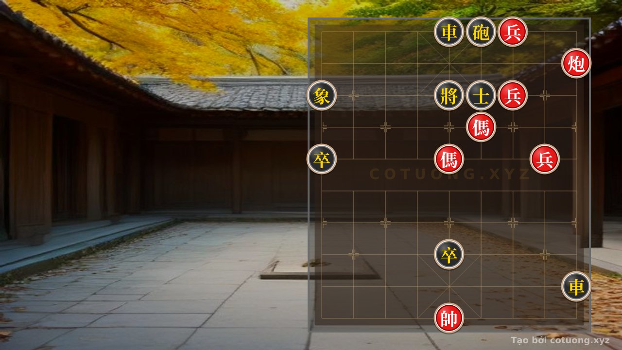 Thế cờ: Defensive Mastery: Facing Two Red Horses and a Powerful Cannon - Black's Counterplay Strategy — Cờ Tướng Online