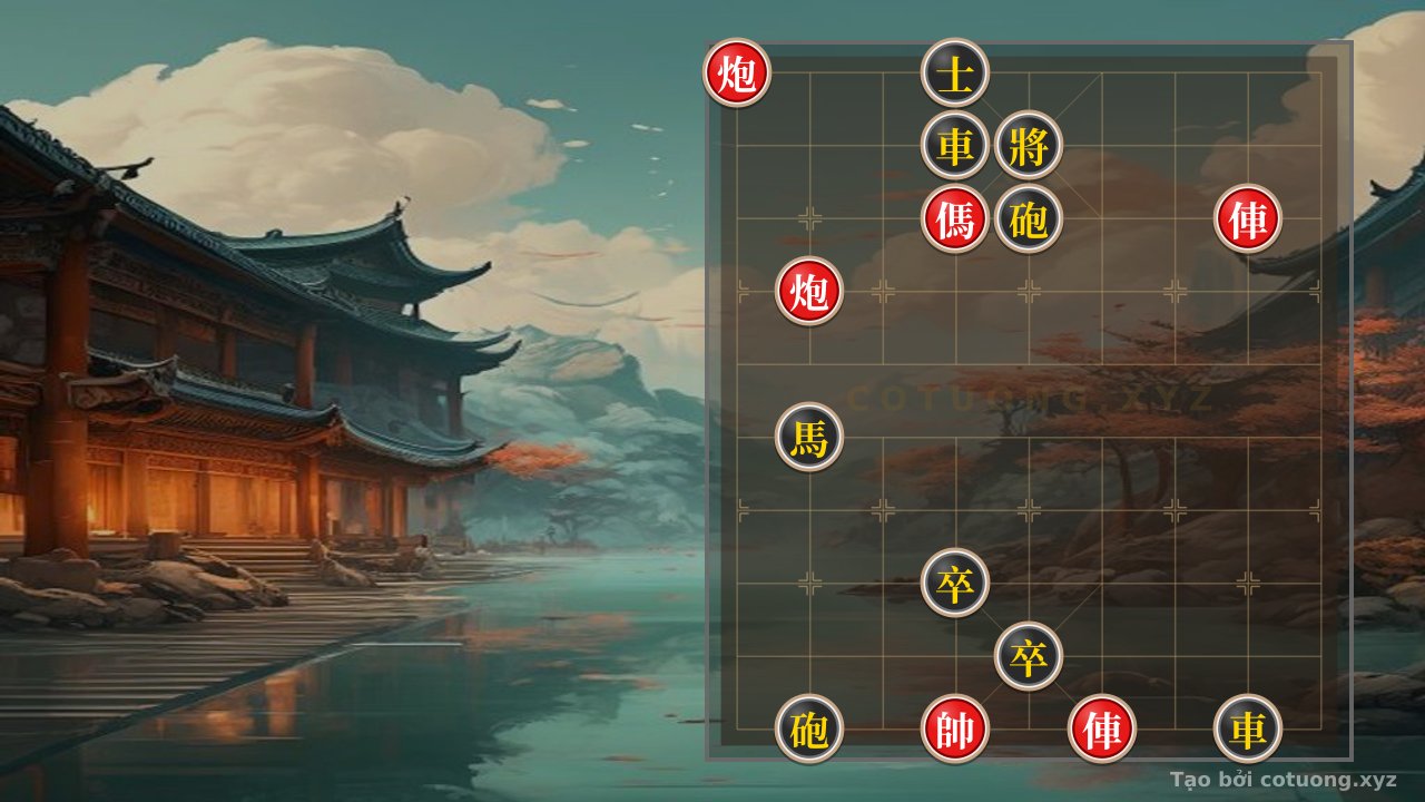 Thế cờ: Red General's Gambit: Double Horse Charge, Red Cannon at 9 Shoots Straight at Black General — Cờ Tướng Online