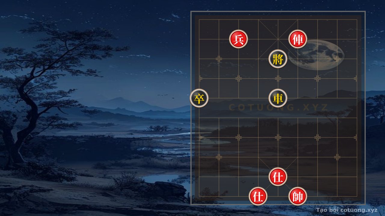 Thế cờ: Red General's Reclaimed Troops: Red Pawn at 7th File, 9th Rank Attacks Black Chariot at 5th File, 6th Rank — Cờ Tướng Online