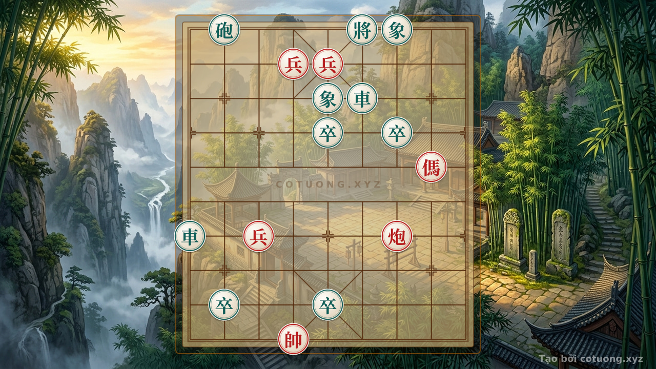 Thế cờ: The Secret to 'Black Cannon on File 2' - Winning with 1 Cannon and 4 Pawns — Cờ Tướng Online