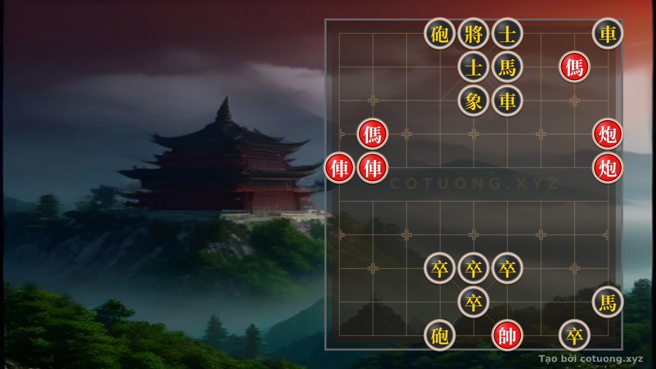 Thế cờ: Red Cannon Shoots Empty: The Attacker Advances, Opponent Falls! — Cờ Tướng Online