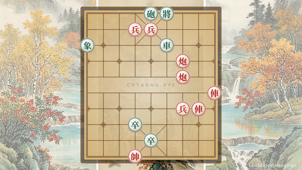 Thế cờ: The Hidden Chess Strategy 5: Double Cannons Trap the Black General – The Grandmaster's Million-Move Gambit — Cờ Tướng Online