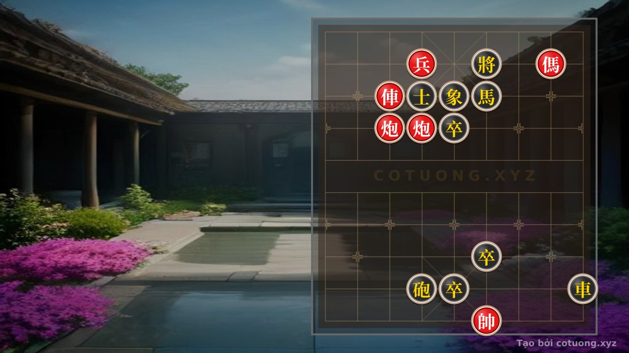 Thế cờ: Classic Checkmate: Red Rook 2Cannons Horse Pin Crushes Black Rook Cannon Horse 3Pins in One Move! — Cờ Tướng Online