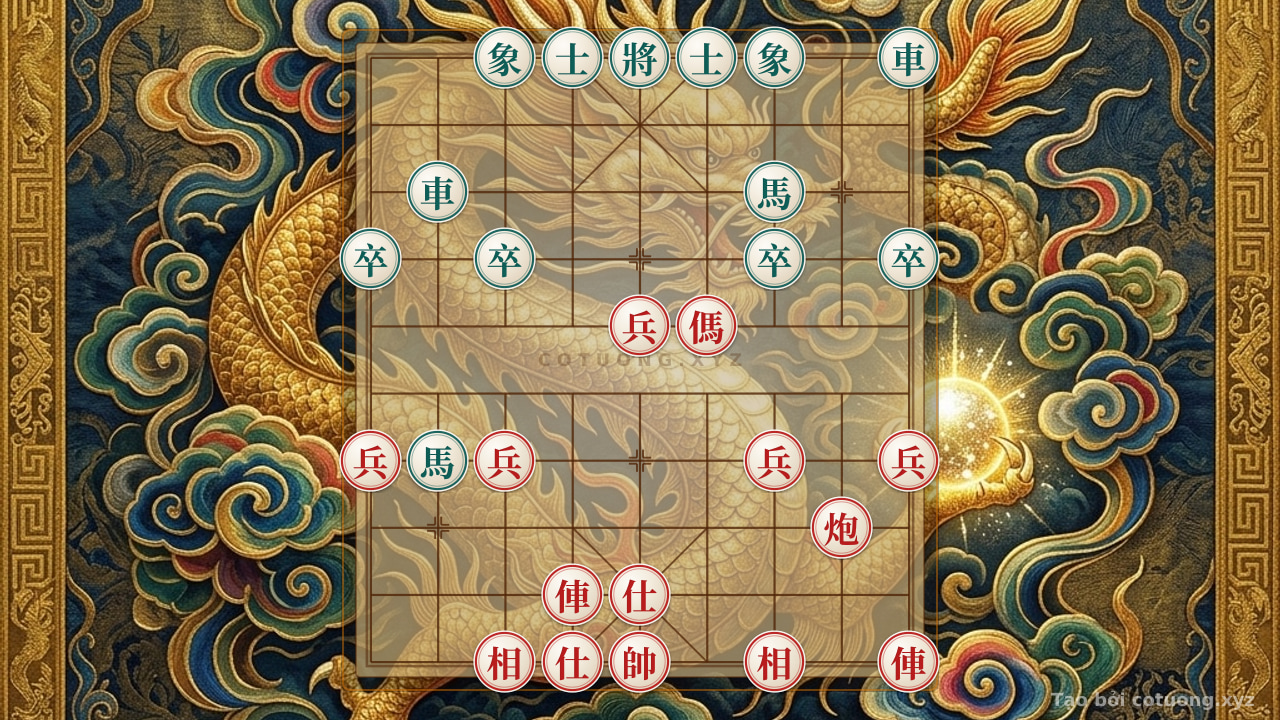 Thế cờ: Red General Wins: The Double Horse Legs Strategy from Historical Chessboard Tactics — Cờ Tướng Online