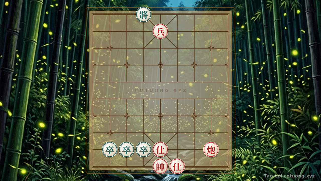 Thế cờ: Modern Xiangqi: The Lone Red Cannon Facing a Sea of Black Pawns — Cờ Tướng Online