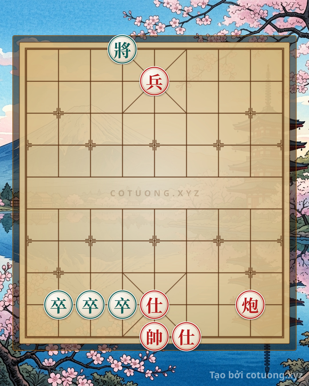 Thế cờ: Modern Xiangqi: The Lone Red Cannon Facing a Sea of Black Pawns — Cờ Tướng Online